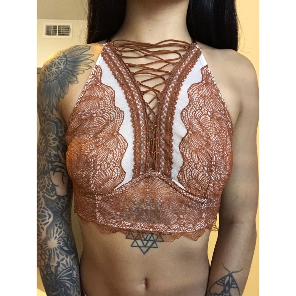 brown lace bralette